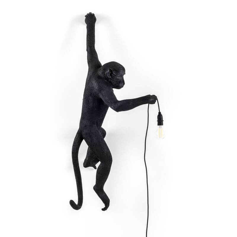 MONKEY lampada scimmia nera appesa a parete sinistra - Soul Light Design